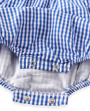 Stars & Gingham Plaid Blue Red Stars Baby Romper Bubble - ARIA KIDS