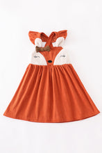 Orange corduroy fox girl dress - ARIA KIDS