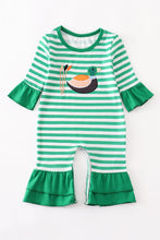 Green stripe duck applique girl romper - ARIA KIDS