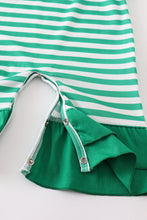Green stripe duck applique girl romper - ARIA KIDS