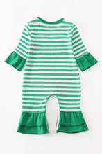 Green stripe duck applique girl romper - ARIA KIDS