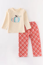 Check pumpkin applique boy set - ARIA KIDS
