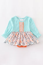 Teal flower girl romper