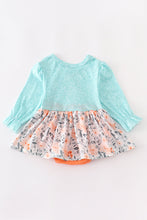 Teal flower girl romper