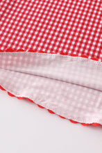 Red plaid Santa Claus applique girl dress - ARIA KIDS
