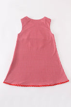 Red plaid Santa Claus applique girl dress - ARIA KIDS