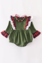 Green ruffle smocked baby romper