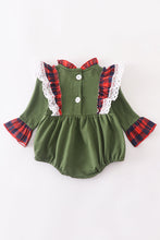 Green ruffle smocked baby romper