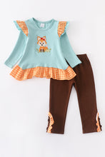 Mint fox applique girl set