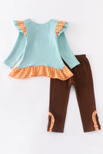 Mint fox applique girl set