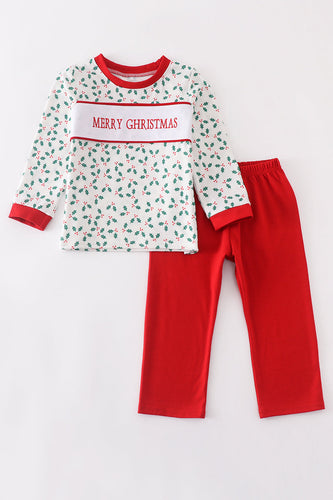 Merry Christmas embroidery boy set misspelling