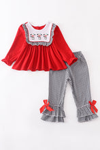 Red cow embroidery ruffle pant 2pc set - ARIA KIDS