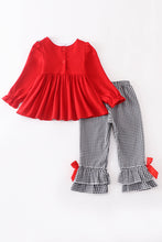 Red cow embroidery ruffle pant 2pc set - ARIA KIDS