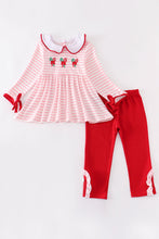 Pink candy cane embroidery girl set