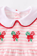 Pink candy cane embroidery girl romper - ARIA KIDS