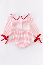 Pink candy cane embroidery girl romper - ARIA KIDS