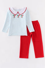Blue candy cane embroidery boy set - ARIA KIDS