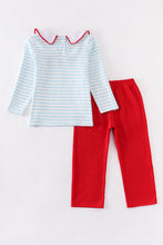 Blue candy cane embroidery boy set - ARIA KIDS