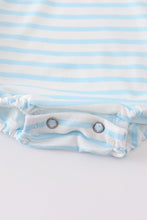 Blue candy cane embroidery boy baby romper