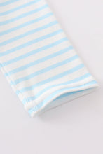 Blue candy cane embroidery boy baby romper