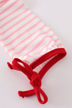 Pink candy cane embroidery girl baby gown