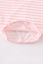 Pink candy cane embroidery girl baby gown