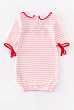 Pink candy cane embroidery girl baby gown