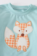 Yellow plaid fox applique boy set