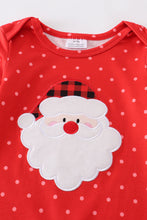 Red plaid Santa Claus applique girl romper