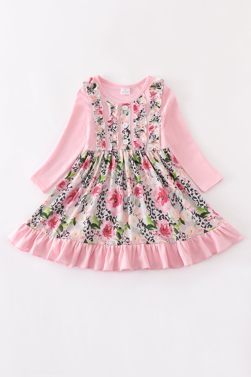 Pink floral smocked dress - ARIA KIDS