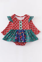 Vintage floral print ruffle girl romper