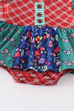 Vintage floral print ruffle girl romper