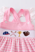 Baseball embroidery smocked ruffle dress - ARIA KIDS