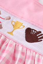 Baseball embroidery smocked ruffle dress - ARIA KIDS