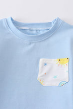 Blue sun rainbow print boy set
