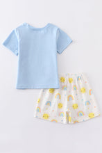 Blue sun rainbow print boy set