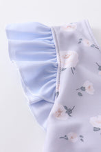 Blue floral print girl swimsuit - ARIA KIDS