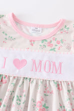 Pink floral love mom embroidery girl set - ARIA KIDS