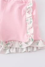 Pink floral love mom embroidery girl set - ARIA KIDS