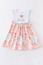 Floral print love mommy love daddy embroidery dress - ARIA KIDS