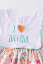 Floral print love mommy love daddy embroidery dress - ARIA KIDS