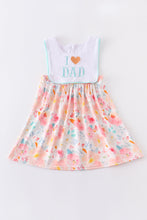 Floral print love mommy love daddy embroidery dress - ARIA KIDS