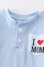 Blue love mom embroidery boy top - ARIA KIDS