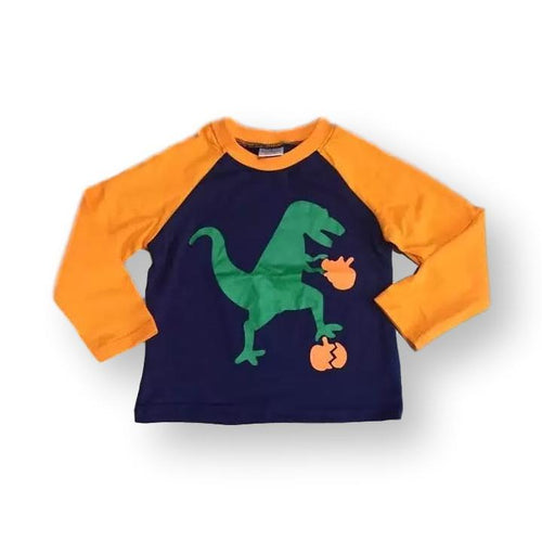 Dinosaur Orange Pumpkin Shirt - ARIA KIDS
