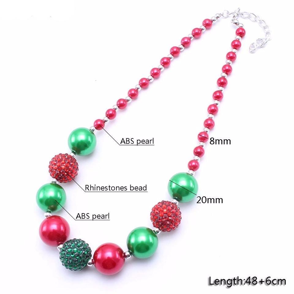 Lime Green and Red Christmas Bubblegum Necklace and Bracelet – Kiley's  Korner Boutique