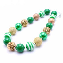 Green/Gold Xmas Chunky Necklace - 3 Piece Set - ARIA KIDS