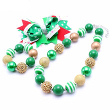 Green/Gold Xmas Chunky Necklace - 3 Piece Set - ARIA KIDS