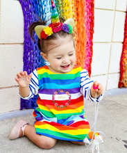 Rainbow Striped Pocket Long Sleeve Dress - ARIA KIDS
