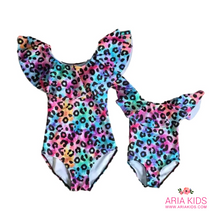 Mommy & Me Rainbow Tie Dye Leopard Swimsuit - ARIA KIDS
