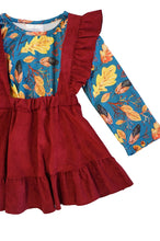 Teal Top with Maroon Suspender Skirt Set - ARIA KIDS